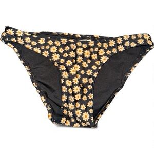 Madewell Devon swim bottom in true black daisies XXS